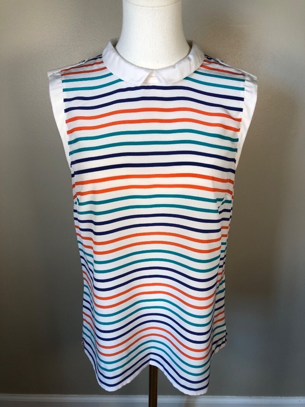 Brooks Brothers Red Fleece 100% Silk Collared Tank Top Preppy Nautical Size 10